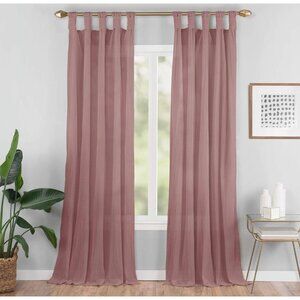 95"x50" Priya Tab Top Light Filtering Window Curtain Panel Dark Rose - Vue